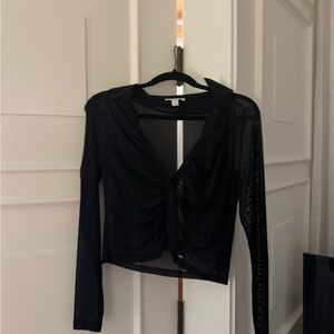 Top shop Black Mesh Long Sleeve Top